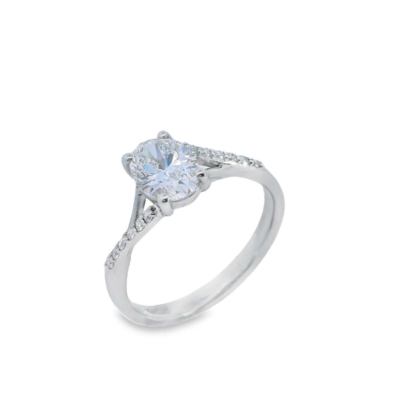 Lab Grown Diamond Oval Solitaire with Set Shoulders