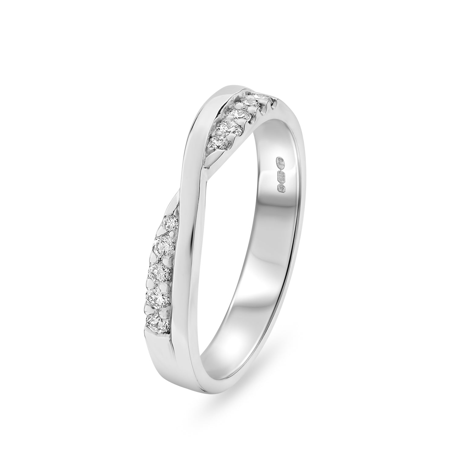 Diamond Set Crossover Wedding Ring. 0.18ct