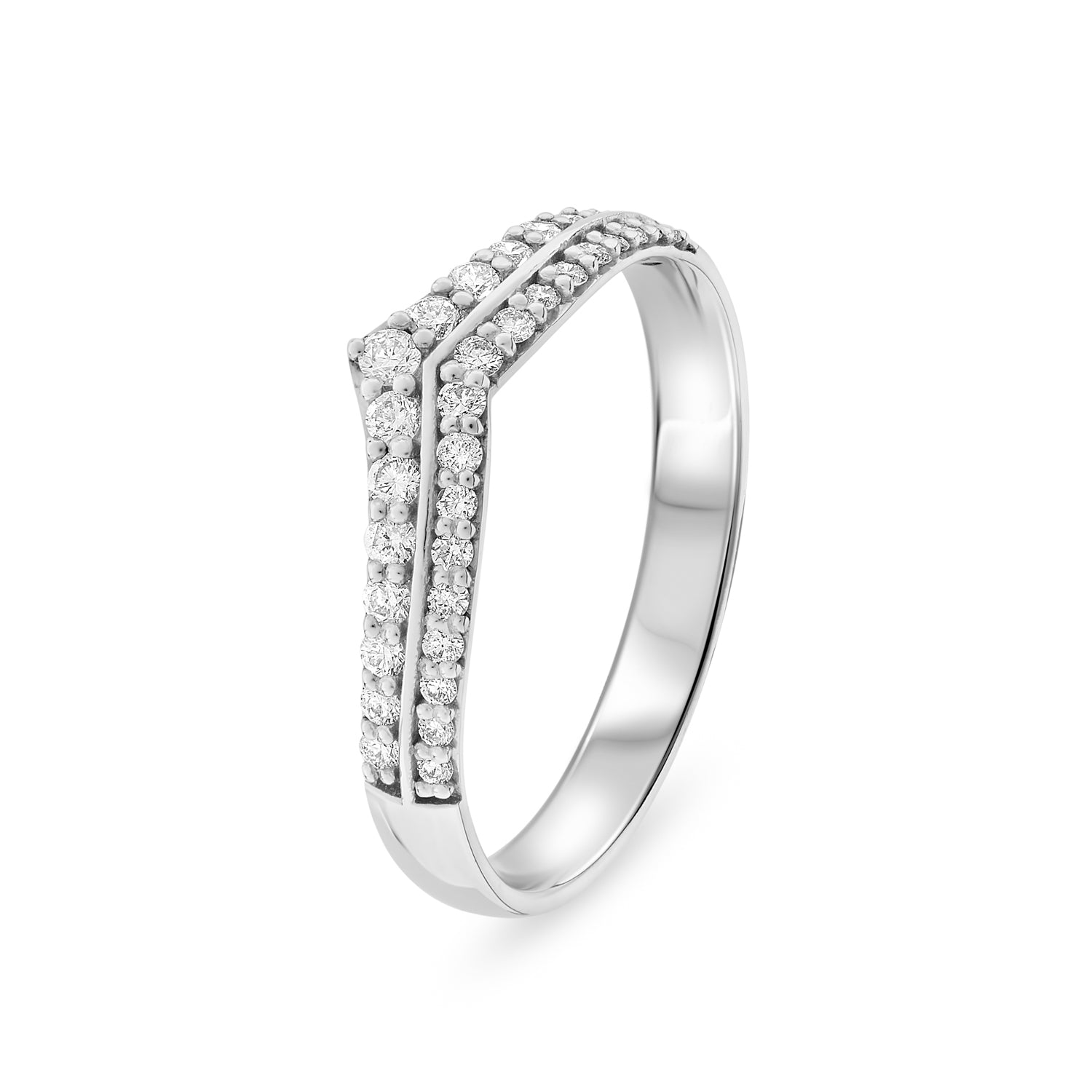 Diamond Double Row Shaped Wedding Ring. 0.26ct