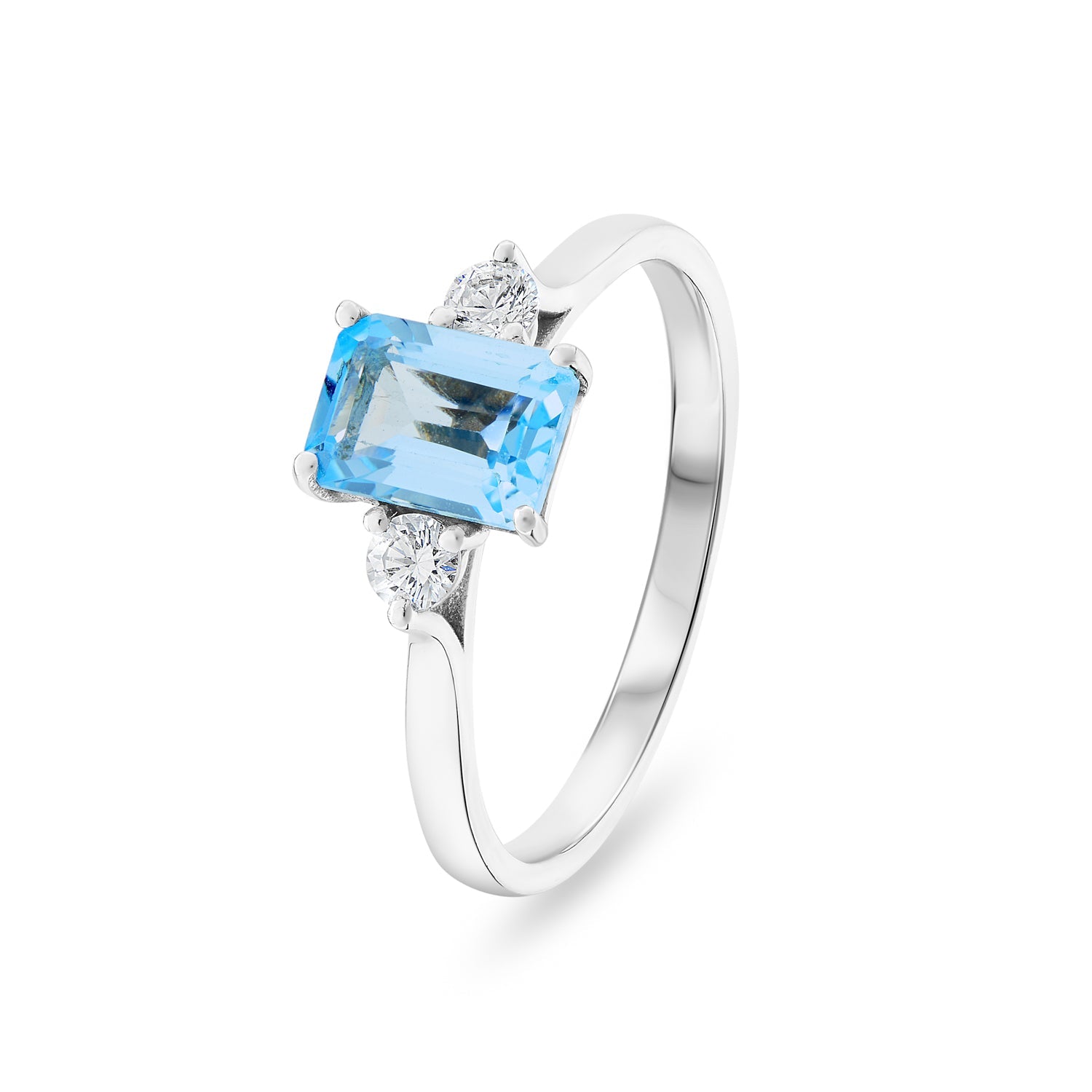 Diamond and Gemstone Three Stone Ring. 0.16ct