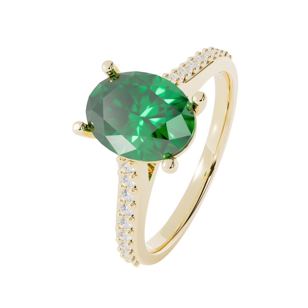 Lab Grown Gemstone & Diamond Set Shoulder Ring