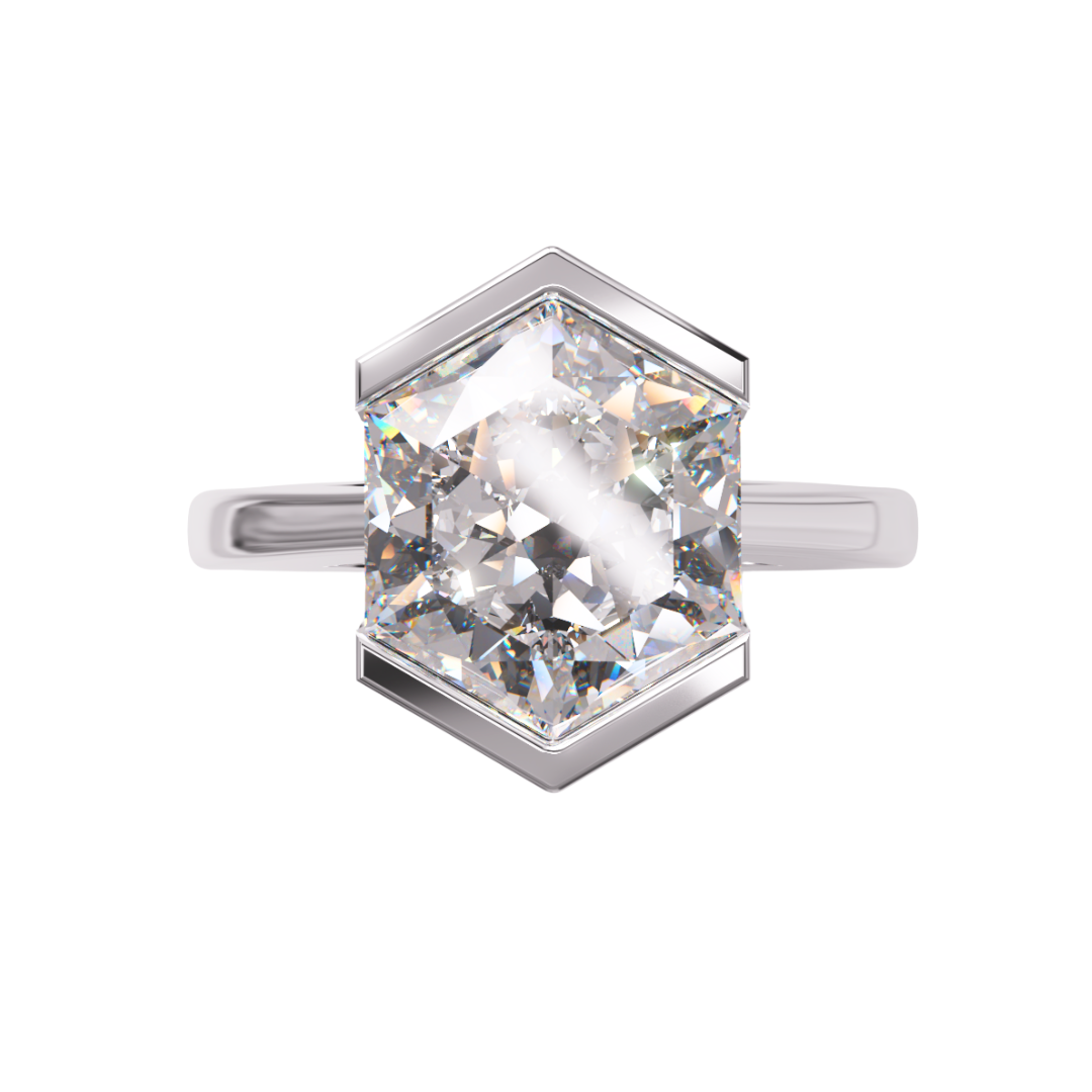 Lab Grown Diamond Hexagonal Single Stone Ring