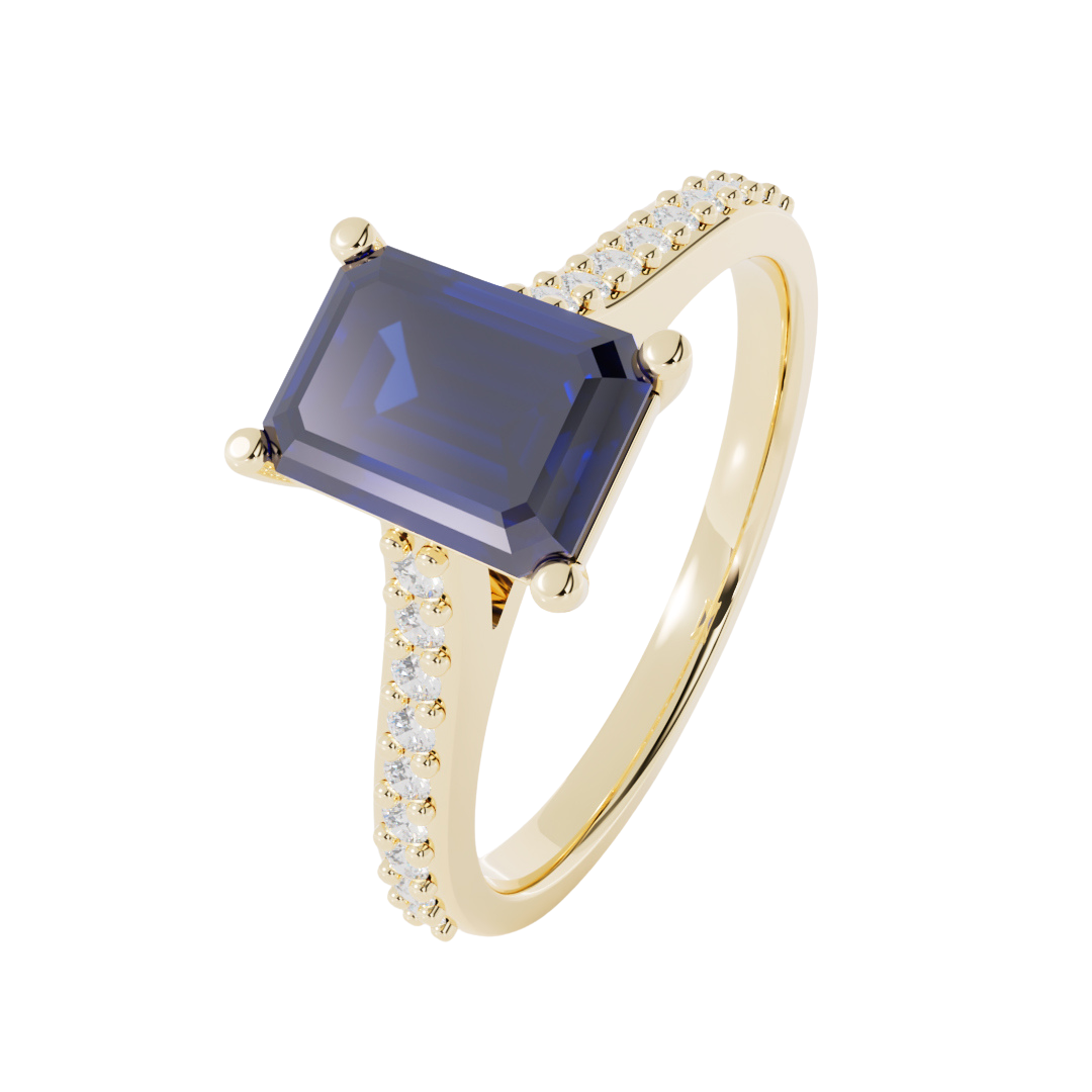 Lab Grown Gemstone & Diamond Set Shoulder Ring