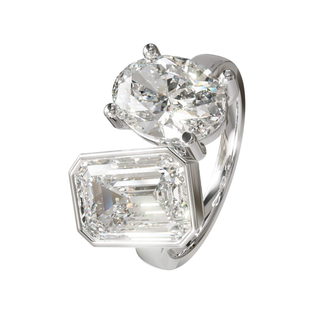 Lab Grown Diamond 2 Stone Twist Ring