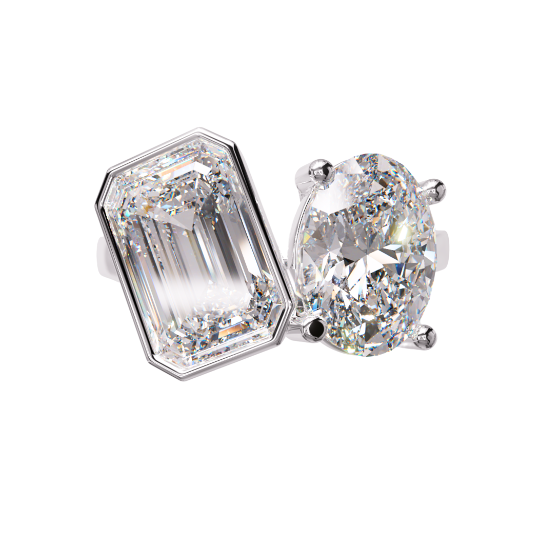 Lab Grown Diamond 2 Stone Twist Ring