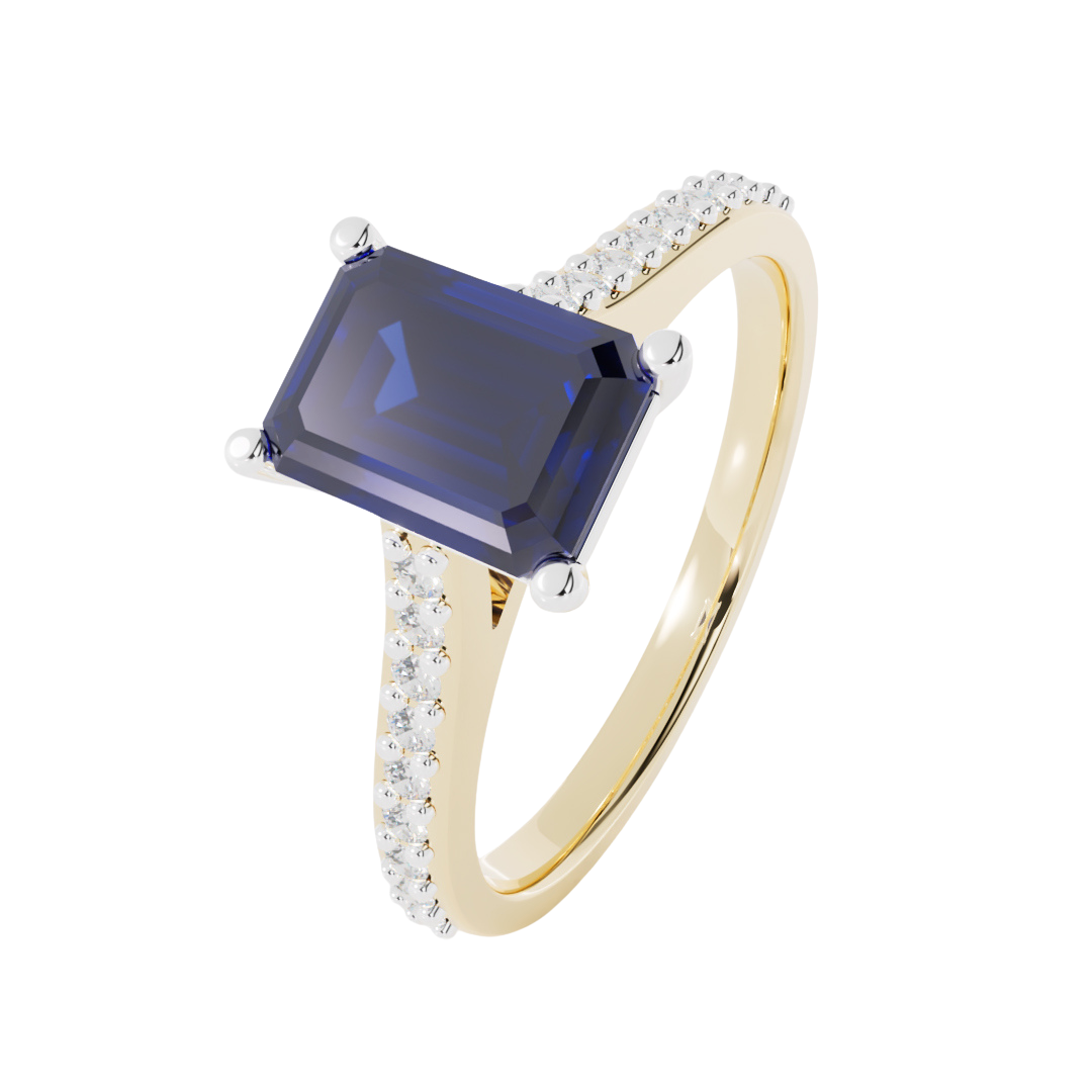 Lab Grown Gemstone & Diamond Set Shoulder Ring