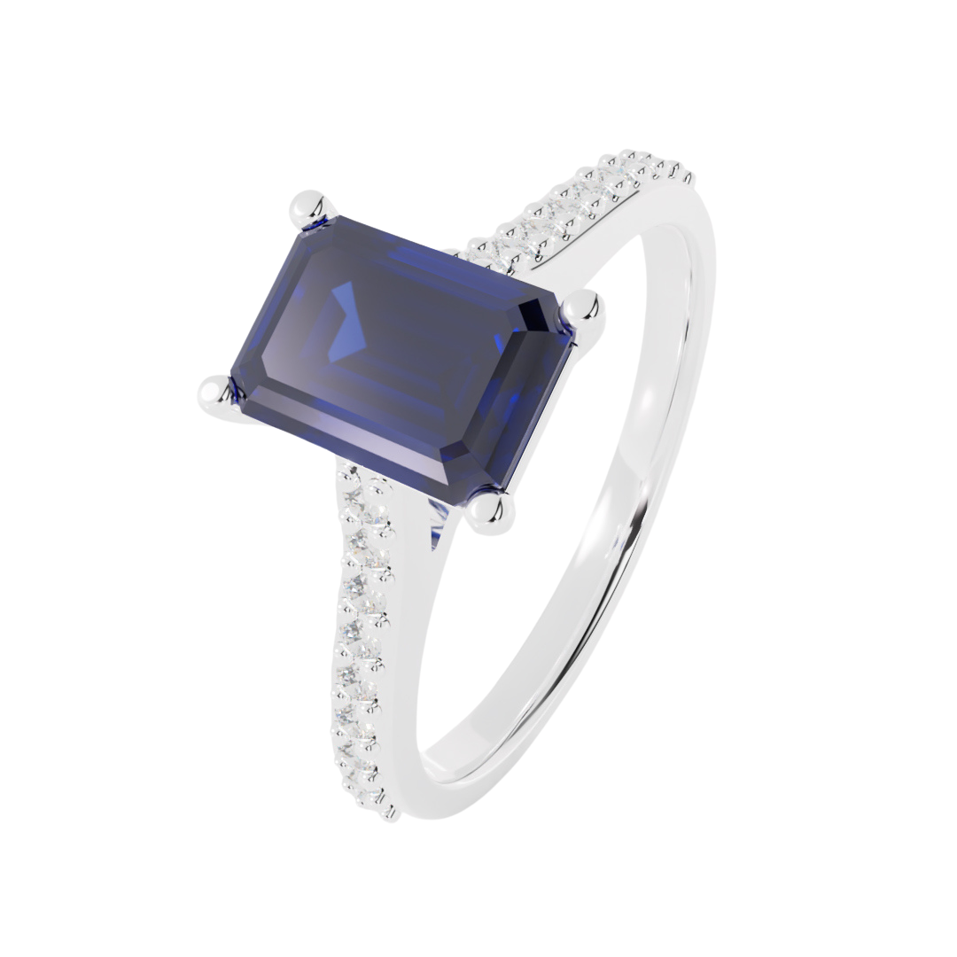 Lab Grown Gemstone & Diamond Set Shoulder Ring