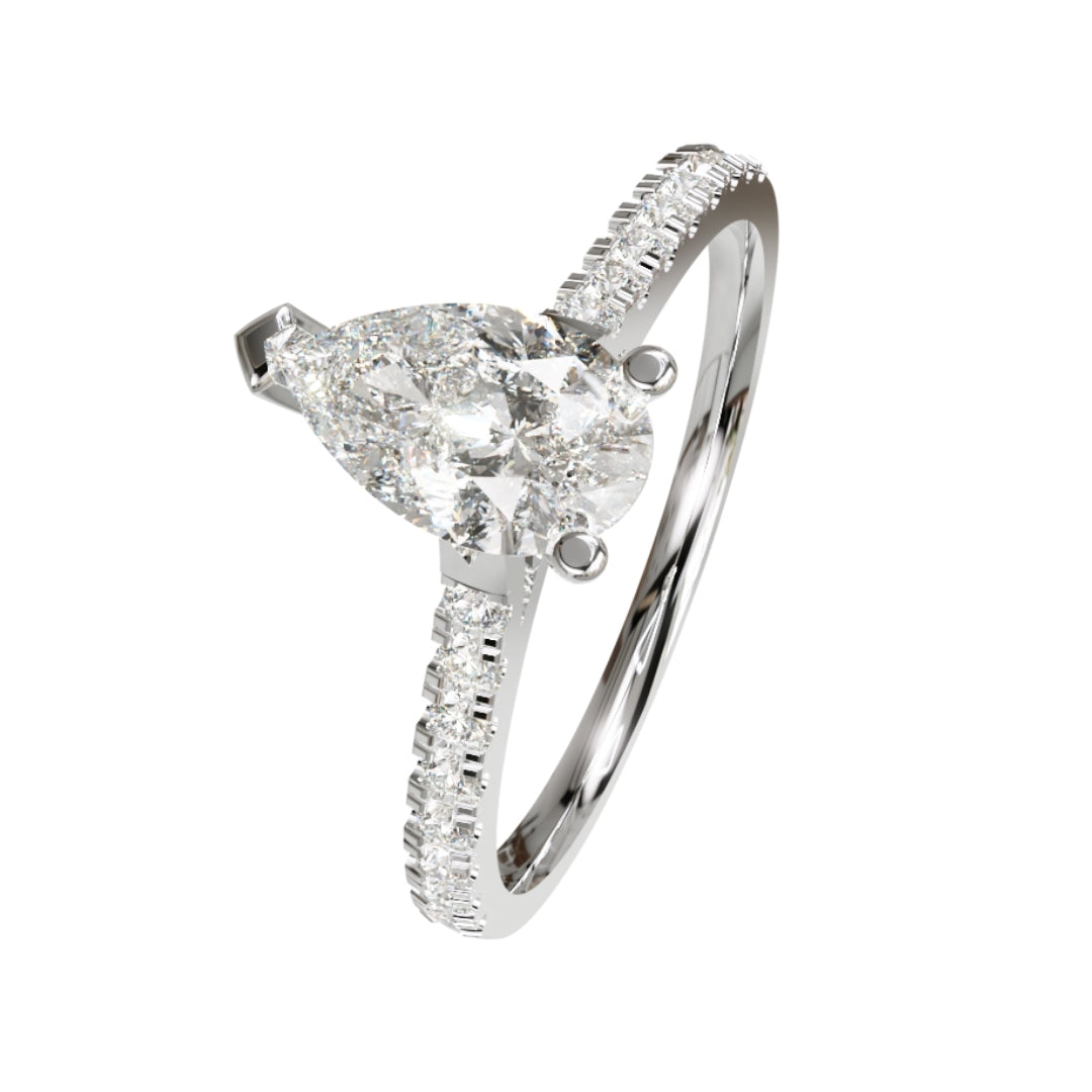 Lab Grown Diamond Pear Shoulder Set Ring (In Stock)