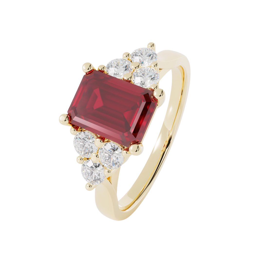 Lab Grown Gemstone & Diamond Trefoil Ring