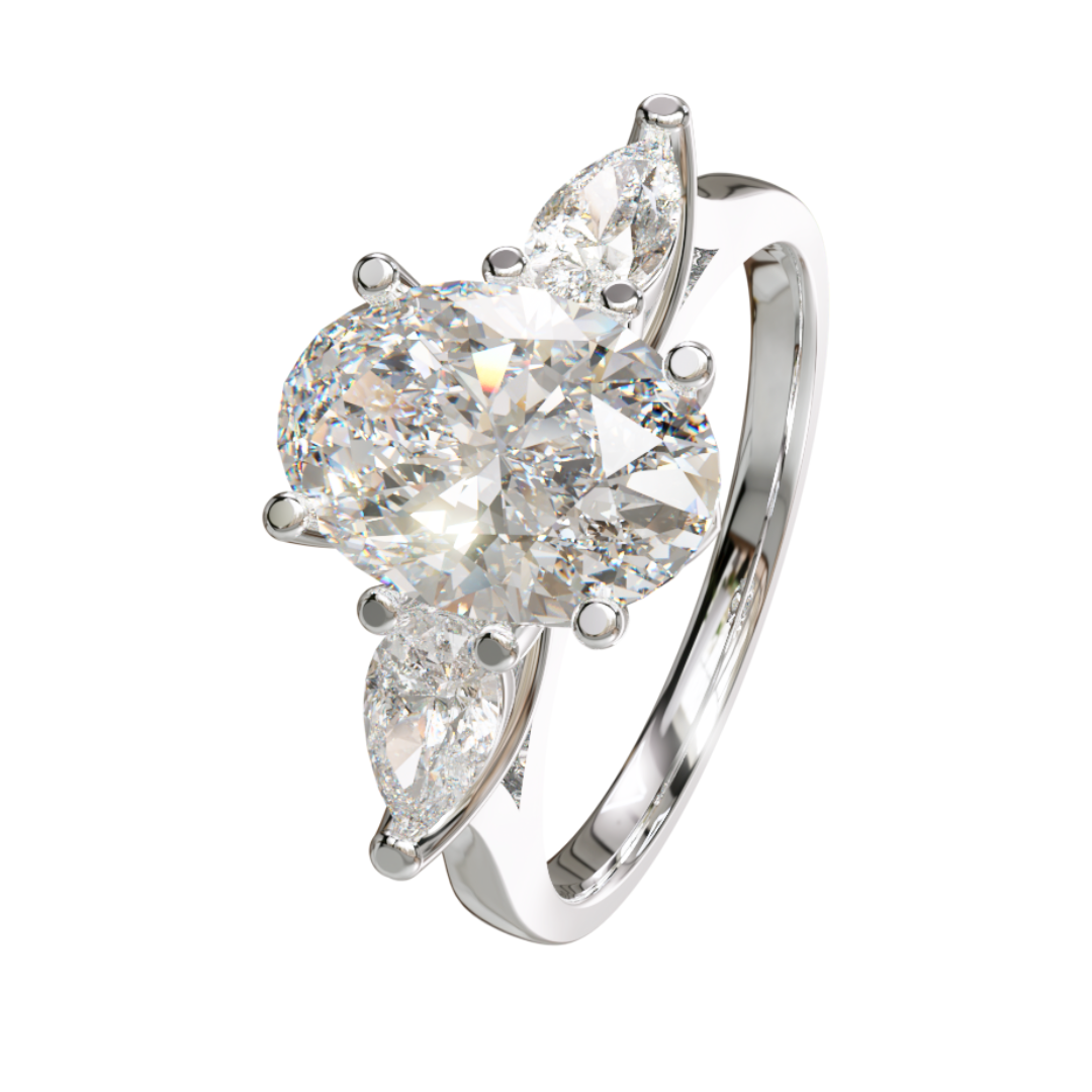Lab Grown Diamond Oval & Pear Trilogy Ring