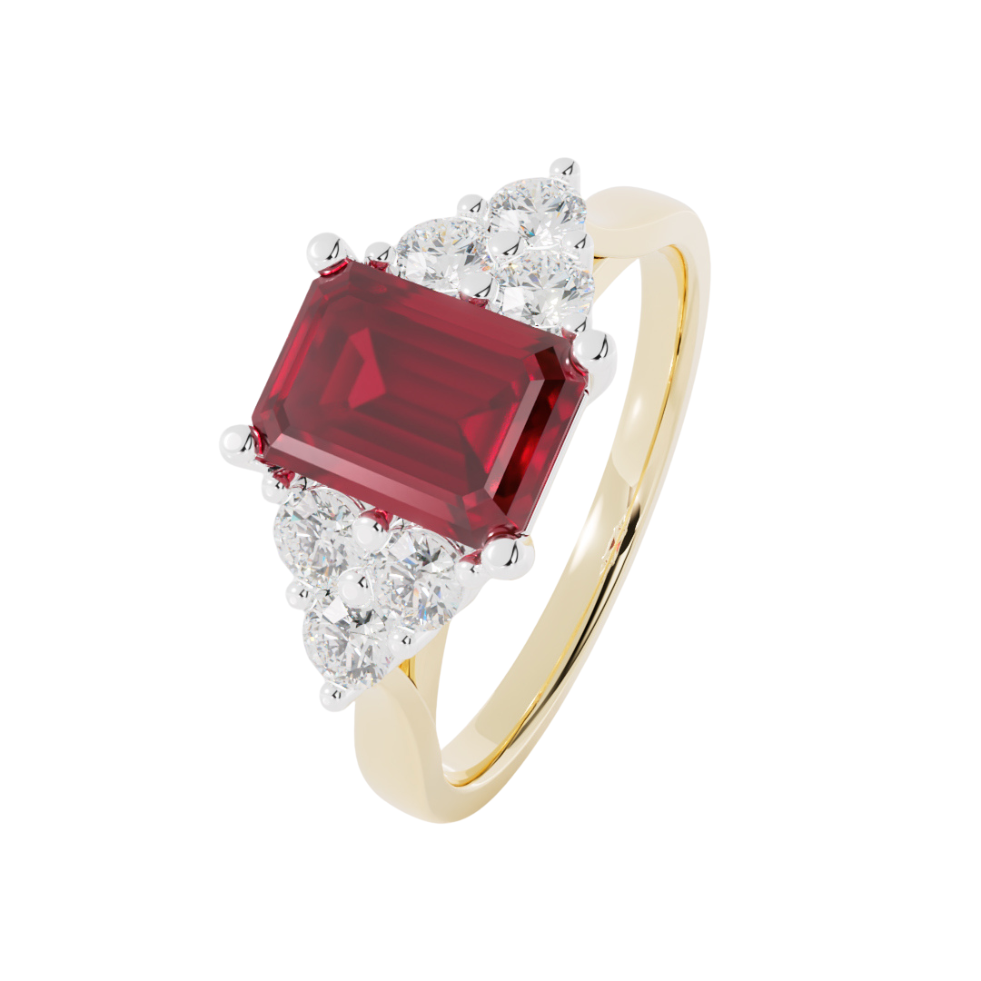 Lab Grown Gemstone & Diamond Trefoil Ring