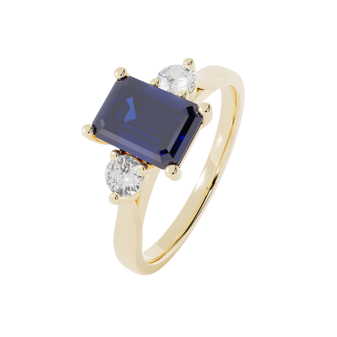 Lab Grown Gemstone & Diamond Trilogy Ring