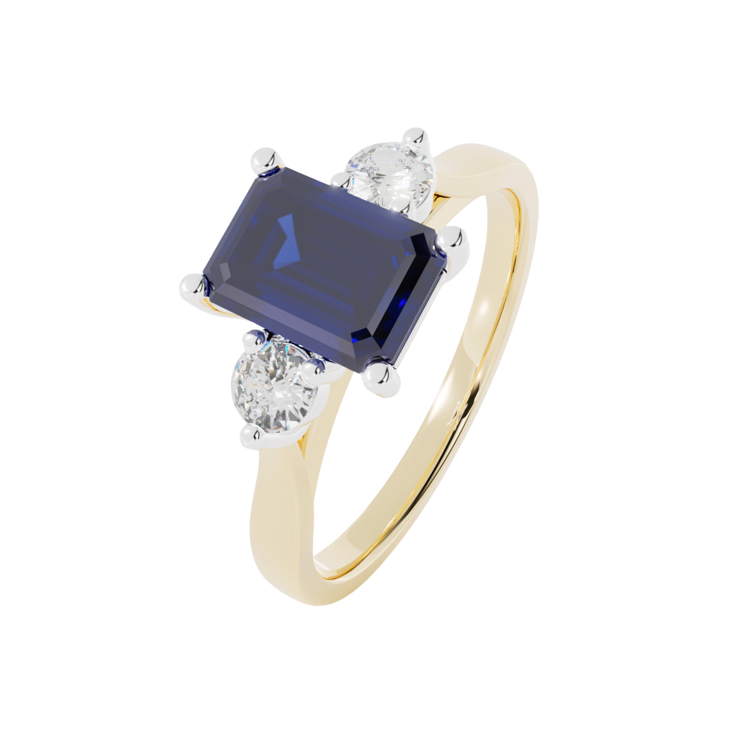 Lab Grown Gemstone & Diamond Trilogy Ring