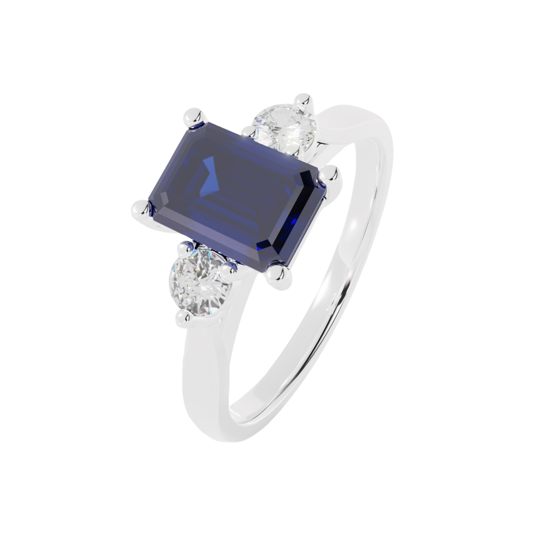 Lab Grown Gemstone & Diamond Trilogy Ring