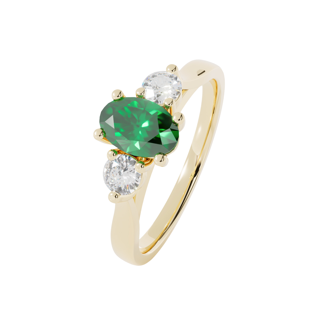 Lab Grown Gemstone & Diamond Trilogy Ring