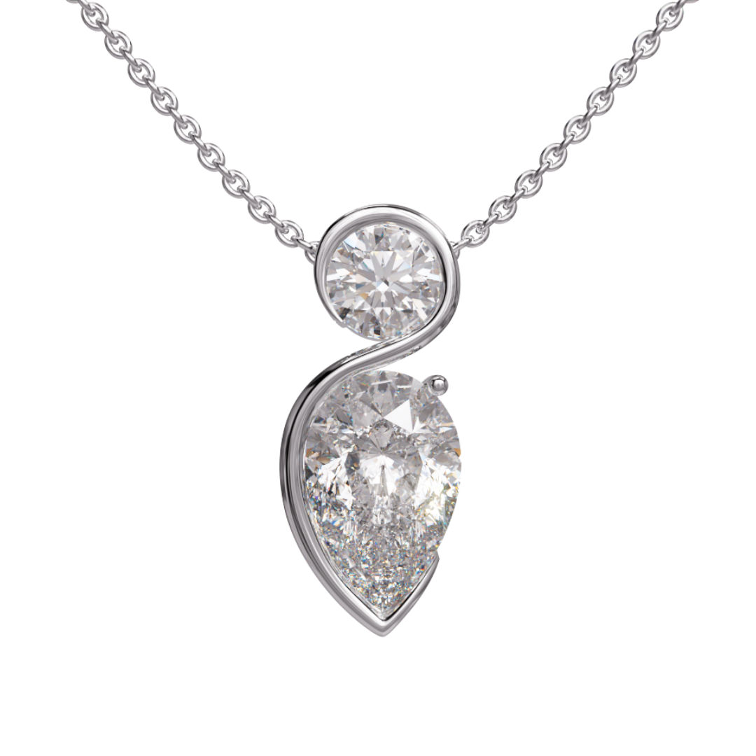 Lab Diamond 2 Stone Twist Pendant