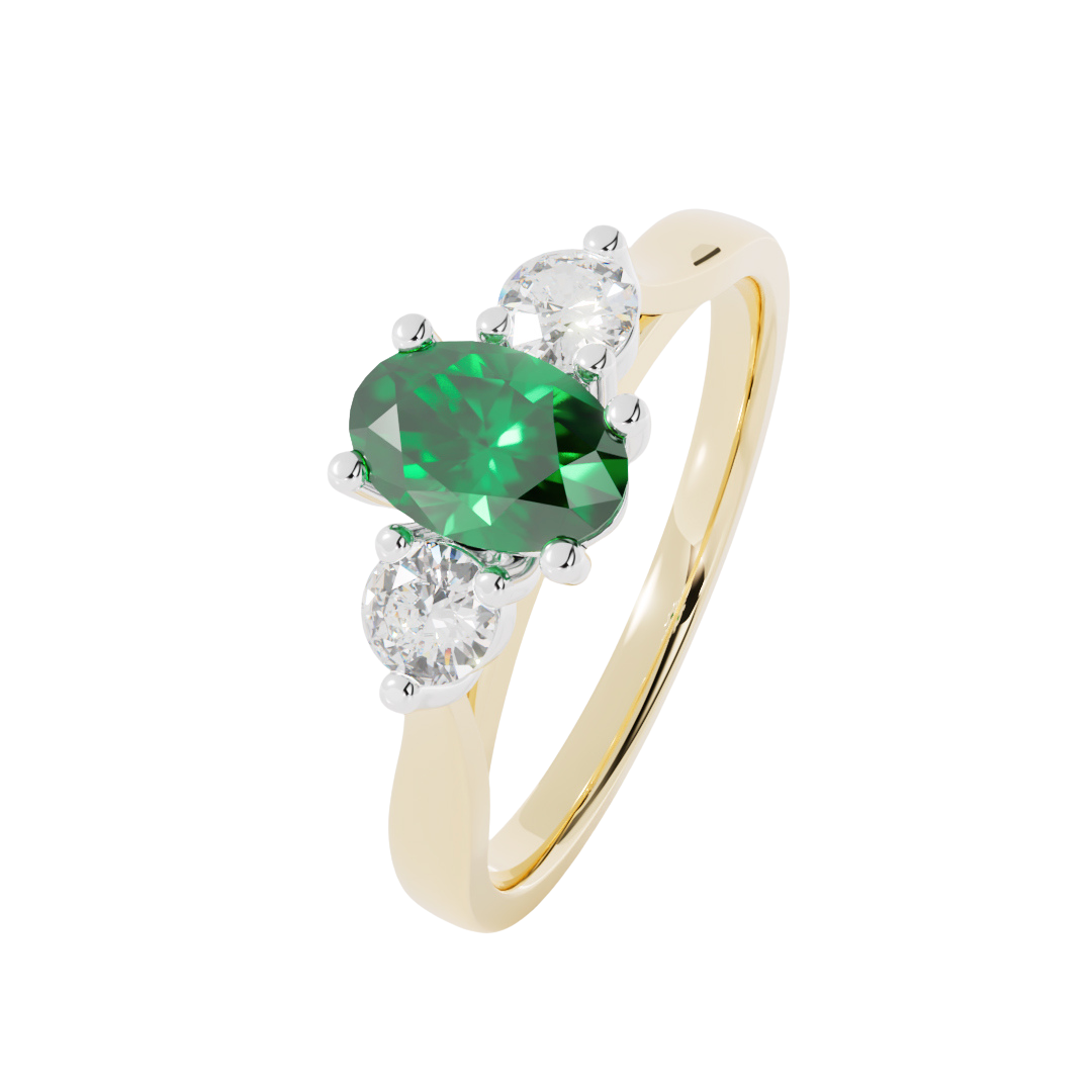 Lab Grown Gemstone & Diamond Trilogy Ring