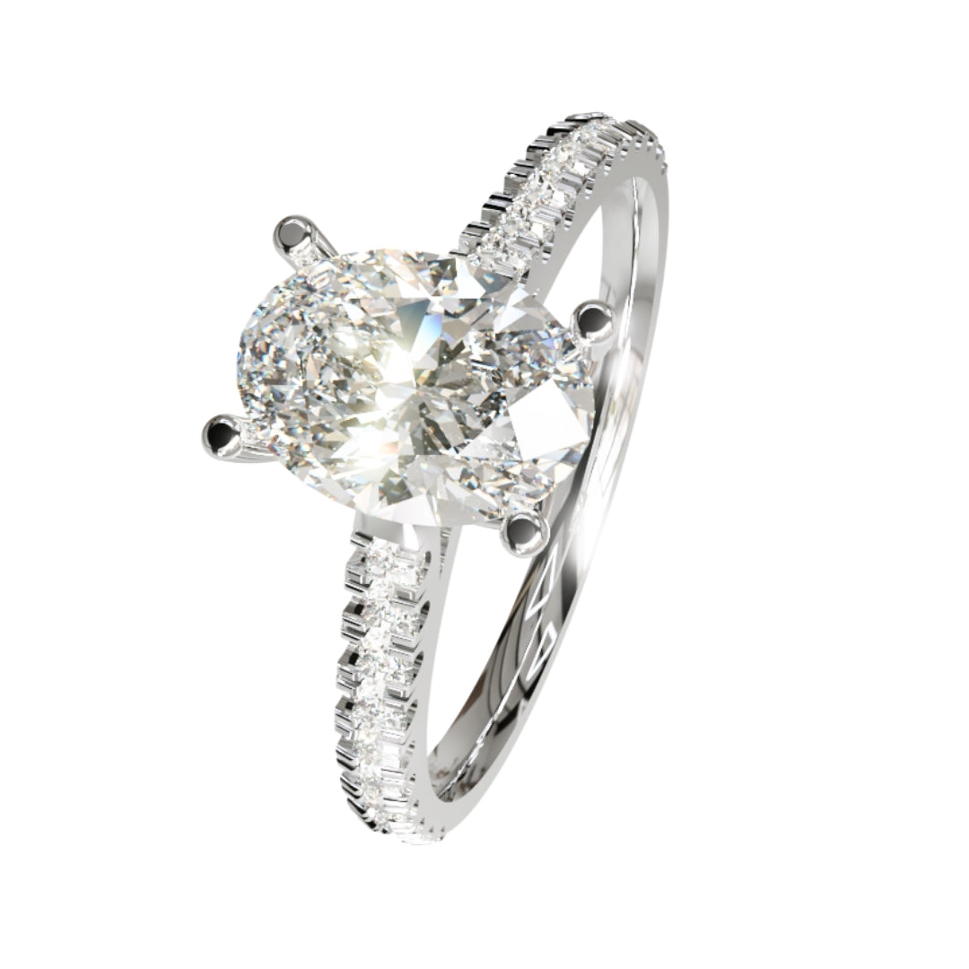 Lab Grown Diamond Oval Shoulder Set Ring