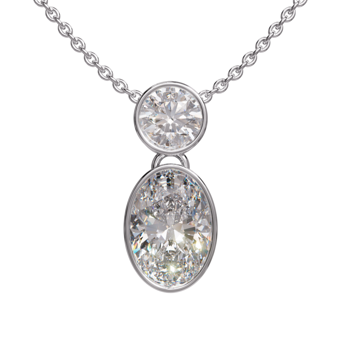 Lab Diamond 2 Stone Drop Pendant