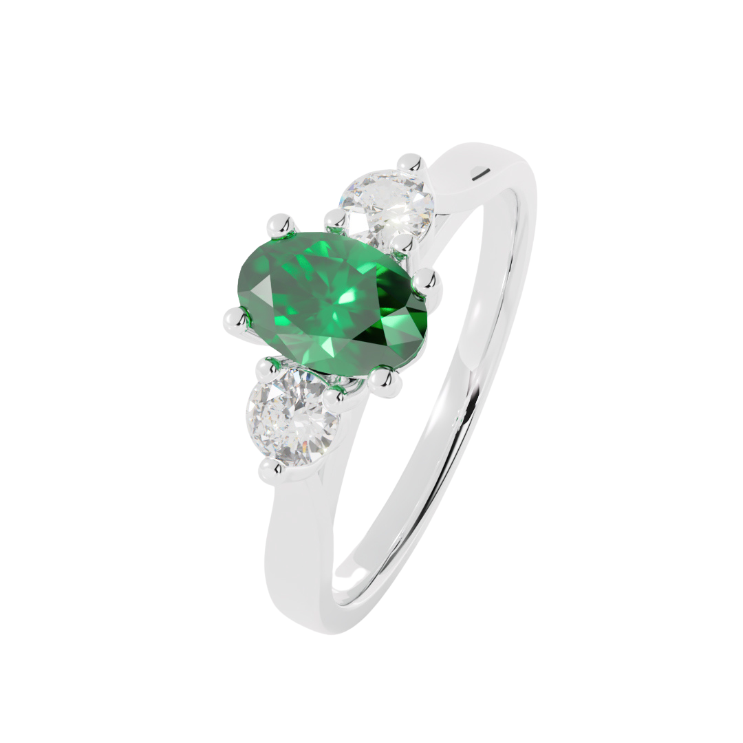Lab Grown Gemstone & Diamond Trilogy Ring