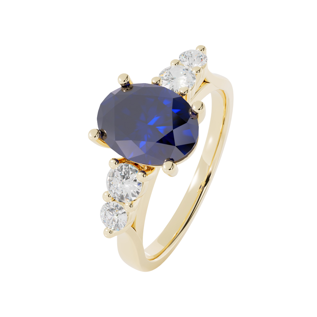 Lab Grown Gemstone & Diamond Five Stone Ring