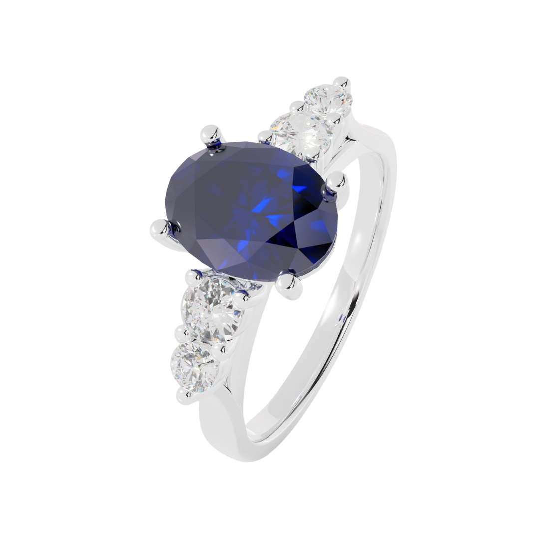 Lab Grown Gemstone & Diamond Five Stone Ring