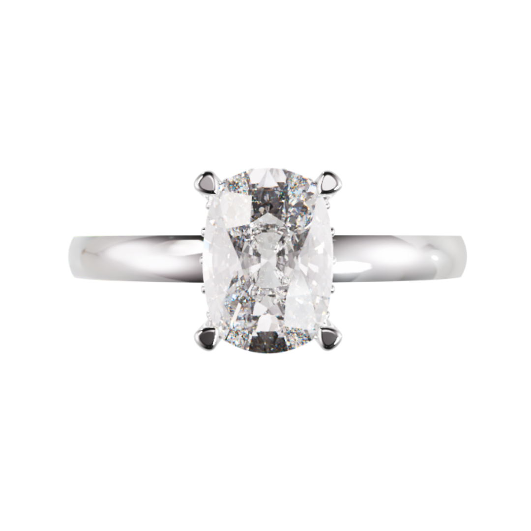 Lab Grown Diamond Elongated Cushion Hidden Halo Ring