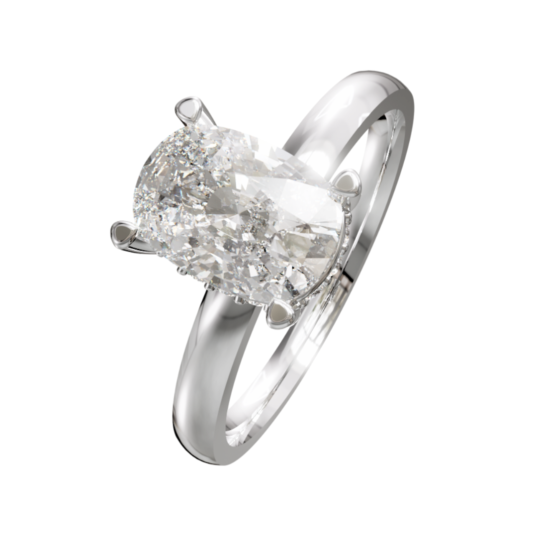 Lab Grown Diamond Elongated Cushion Hidden Halo Ring