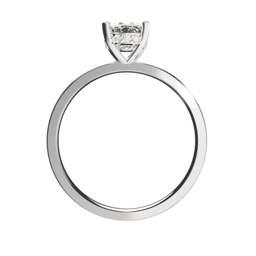 Lab Grown Diamond Elongated Cushion Hidden Halo Ring