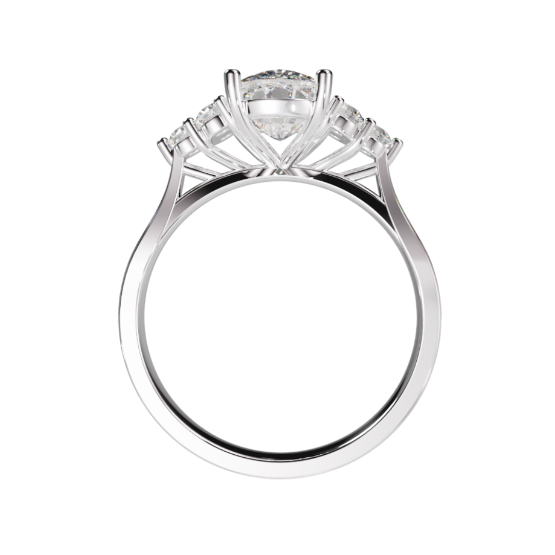 Lab Grown Diamond Elongated Cushion Trefoil Ring