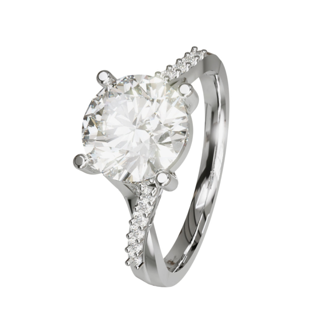 Lab Grown Diamond Round Twist Shoulder Set Ring