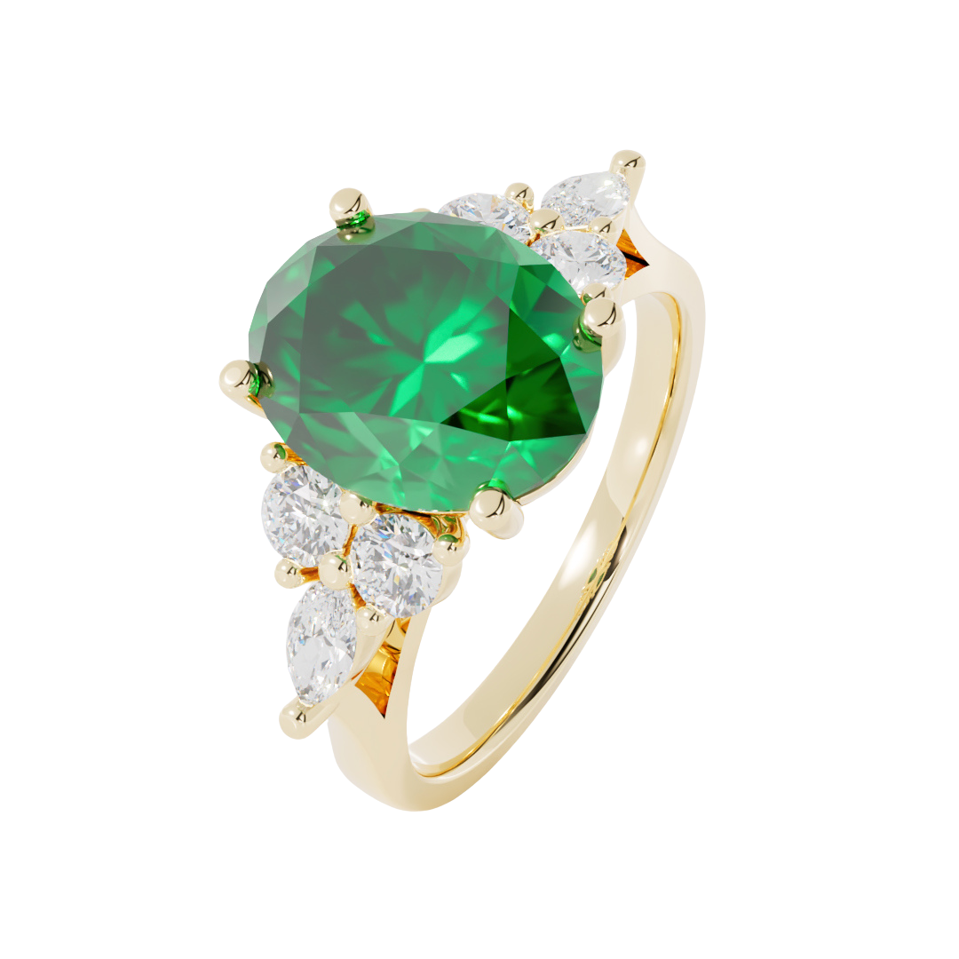 Lab Grown Gemstone & Diamond Trefoil Ring