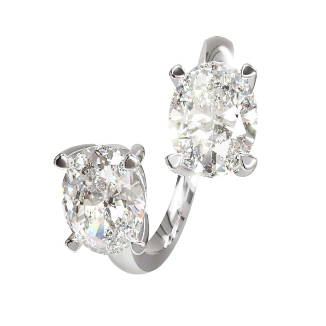 Lab Grown Diamond Two Stone Oval Crossover Ring