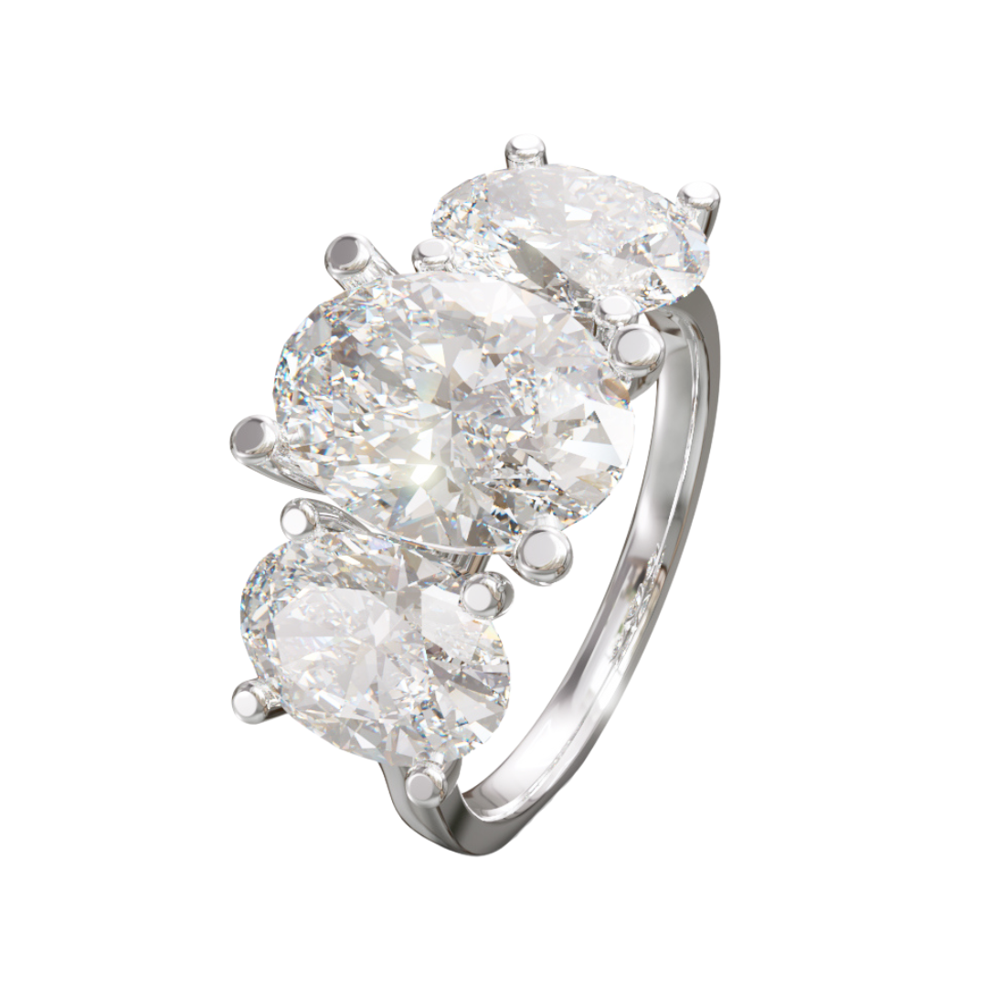 Lab Grown Diamond Oval Three Stone Ring