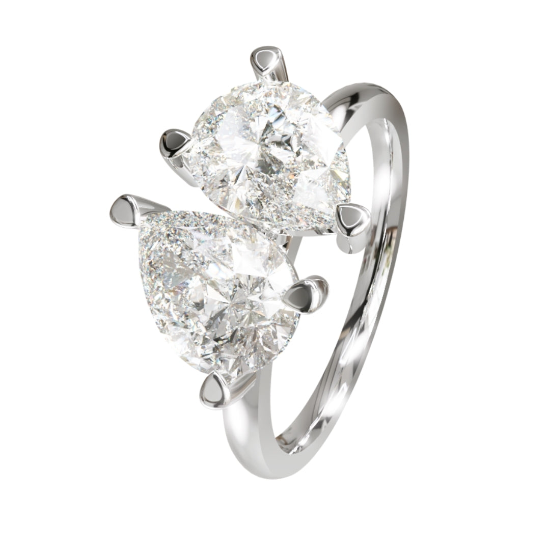 Lab Grown Diamond Two Stone Pear Ring