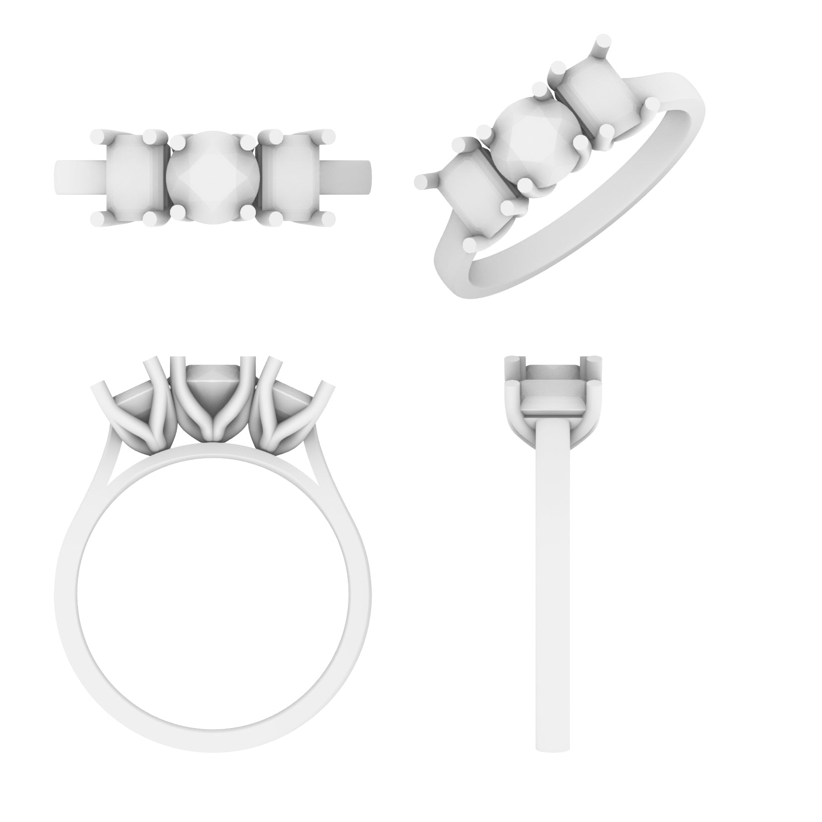 Lab Grown Diamond & Gemstone Trilogy Ring