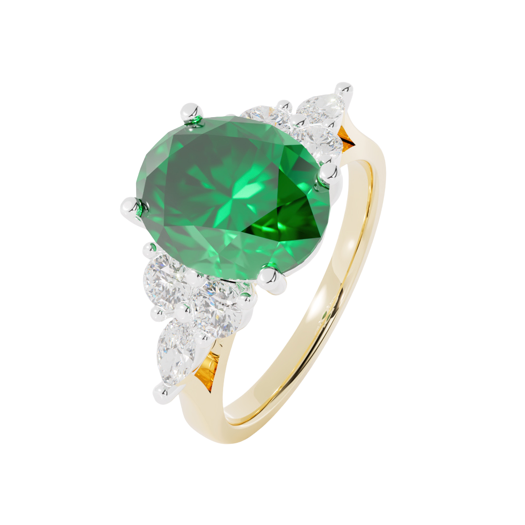 Lab Grown Gemstone & Diamond Trefoil Ring