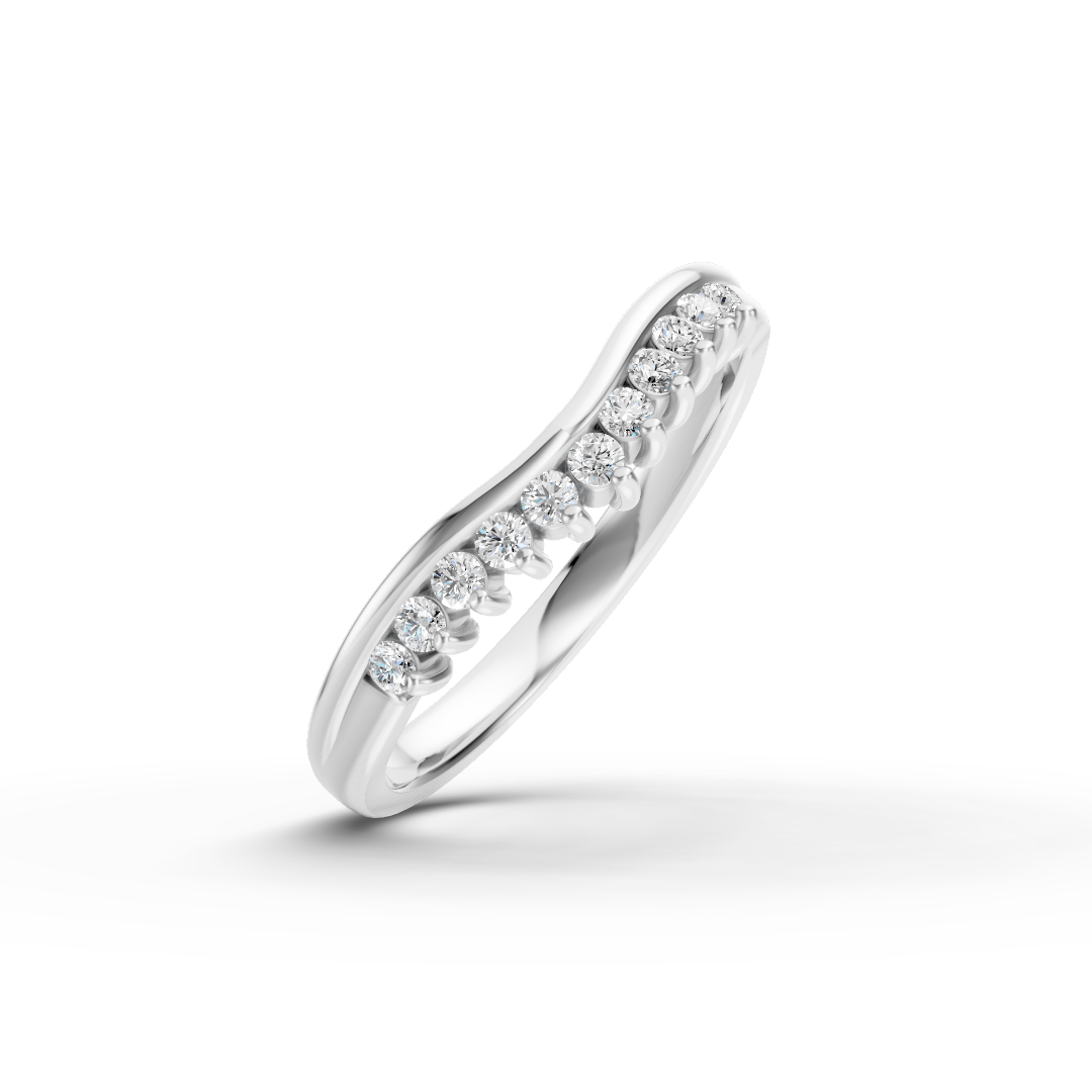 Diamond Set Shaped Wedding Band