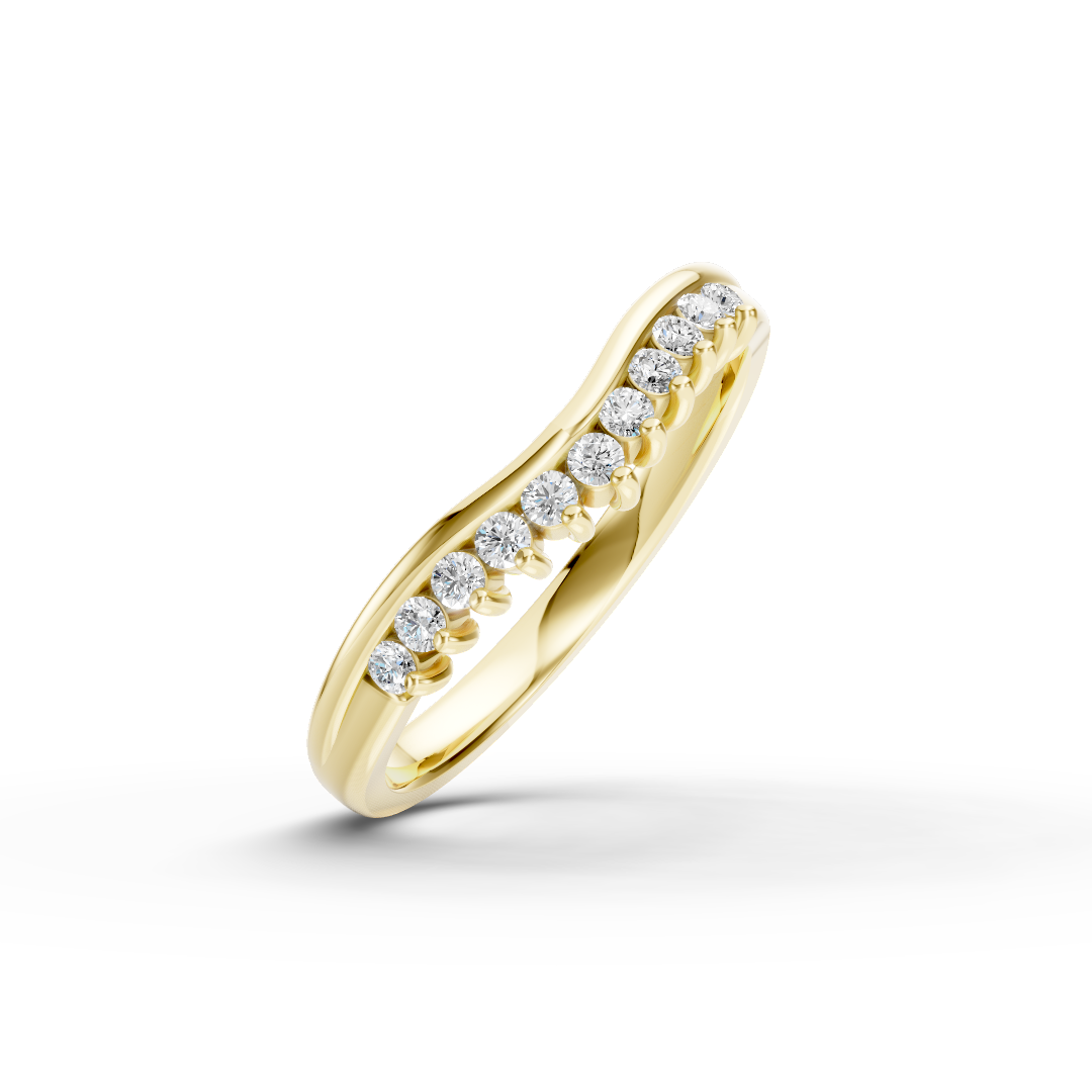 Diamond Set Shaped Wedding Band