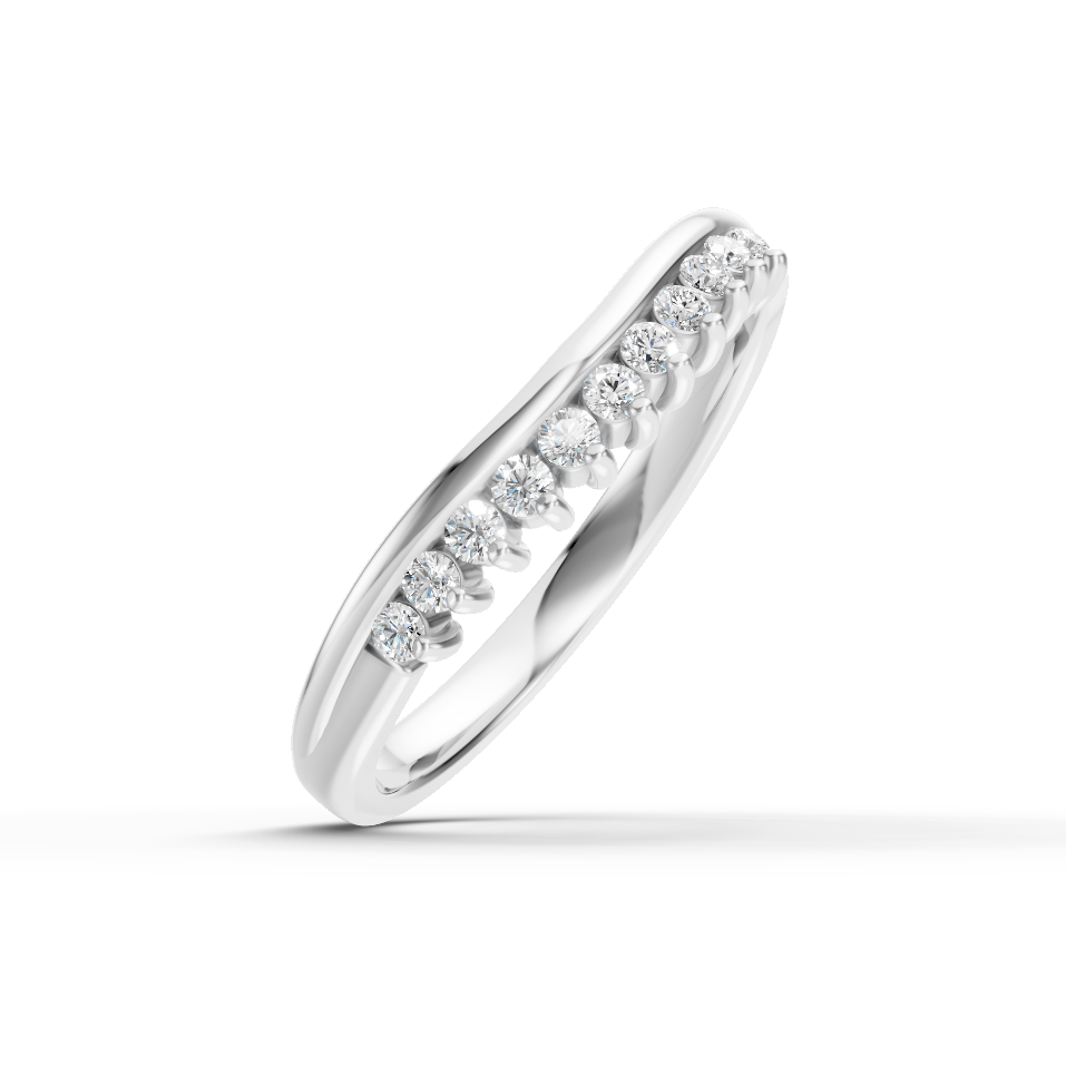 Diamond Set Shaped Wedding Band
