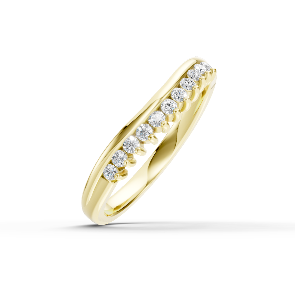 Diamond Set Shaped Wedding Band