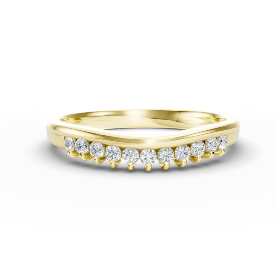 Diamond Set Shaped Wedding Band