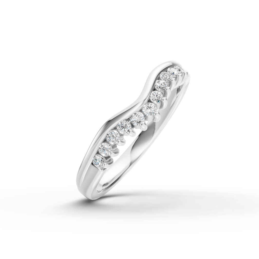 Diamond Set Shaped Wedding Band