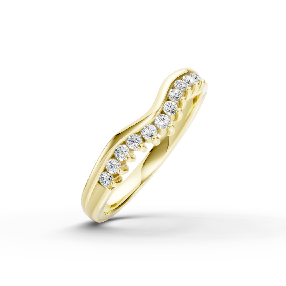 Diamond Set Shaped Wedding Band