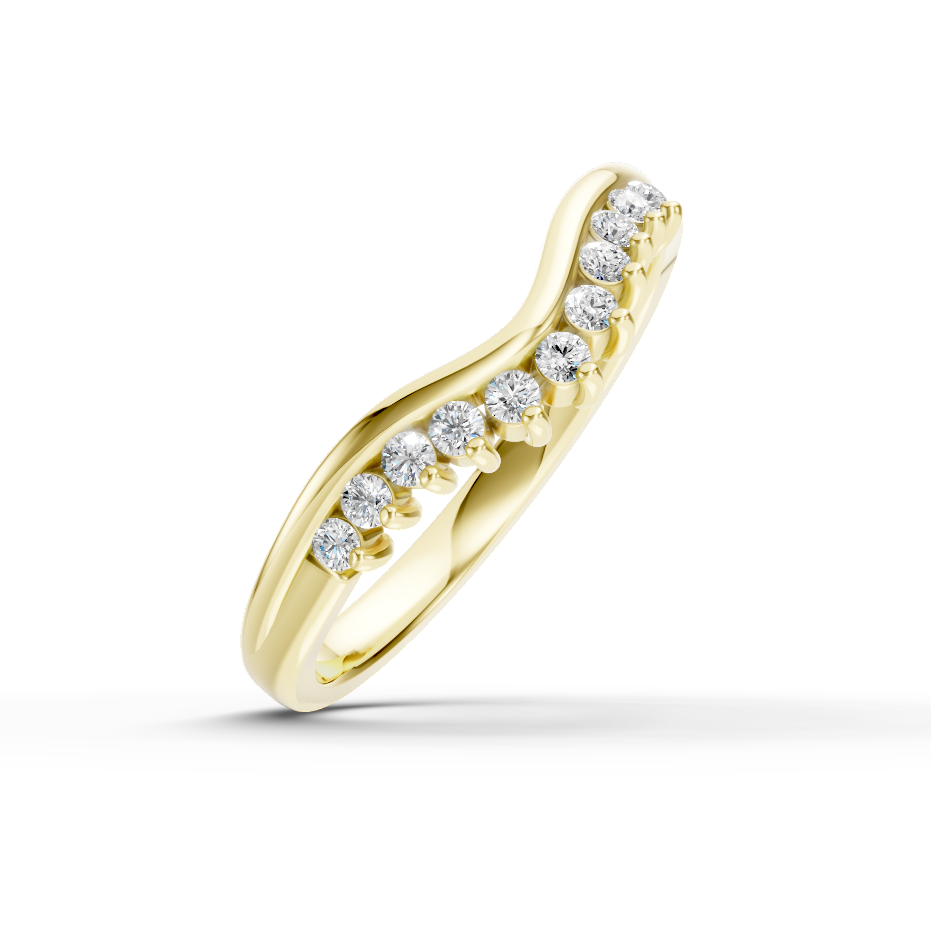 Diamond Set Shaped Wedding Band