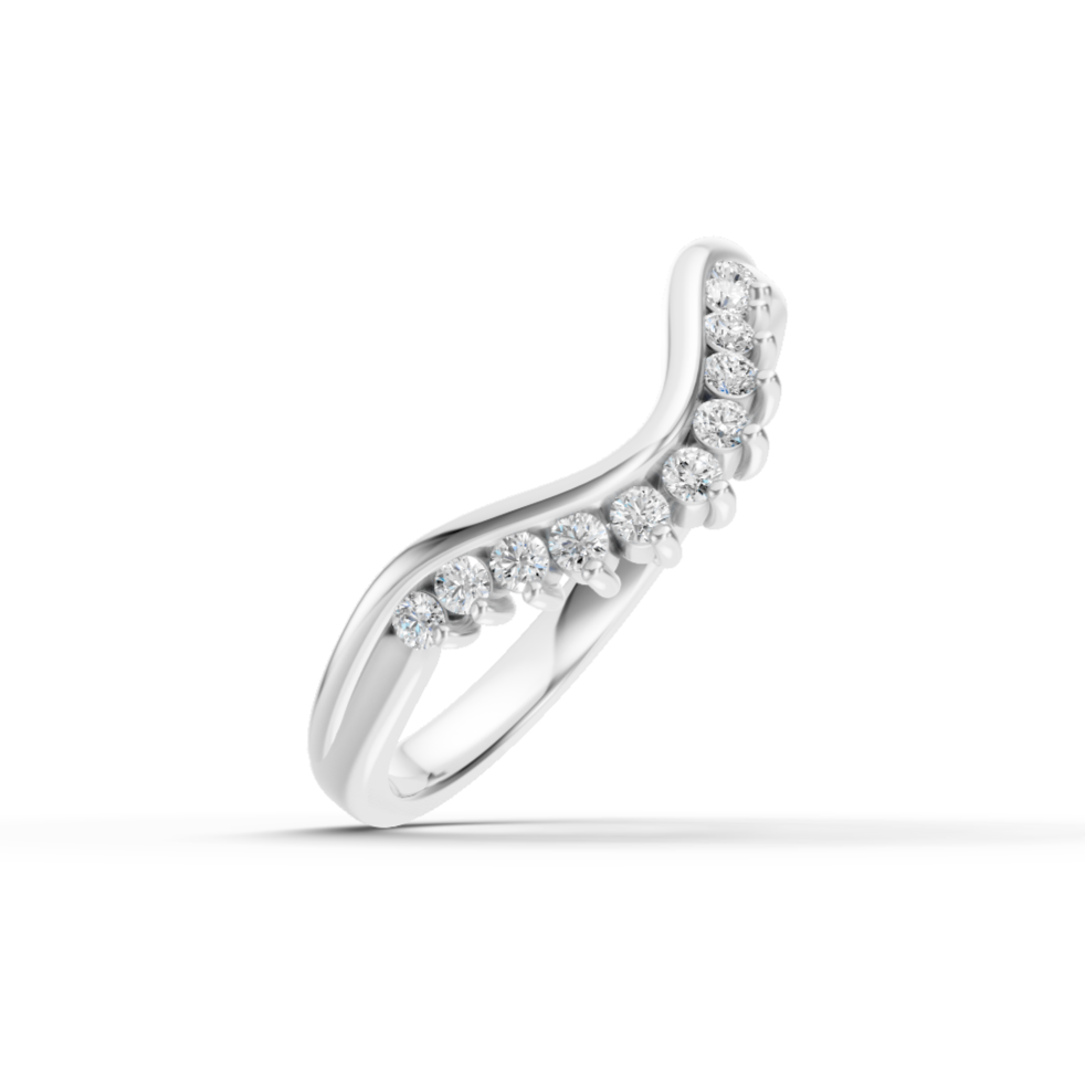 Diamond Set Shaped Wedding Band