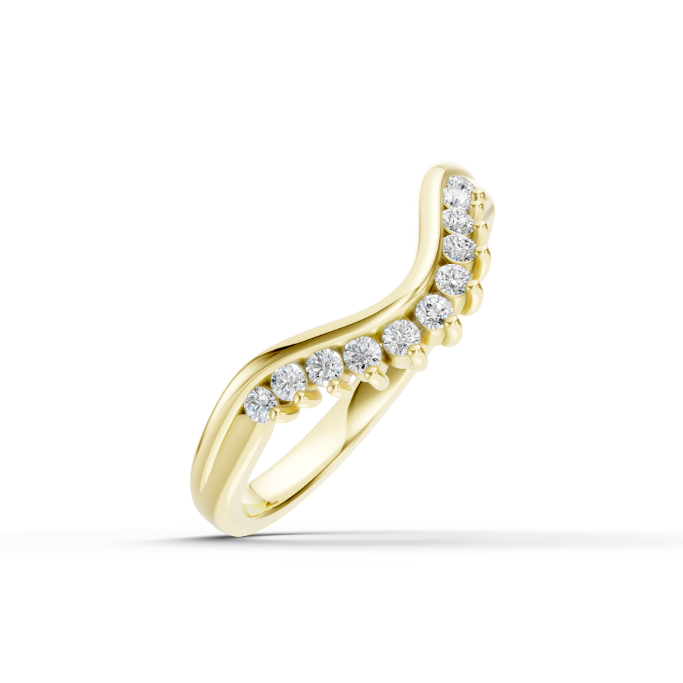 Diamond Set Shaped Wedding Band