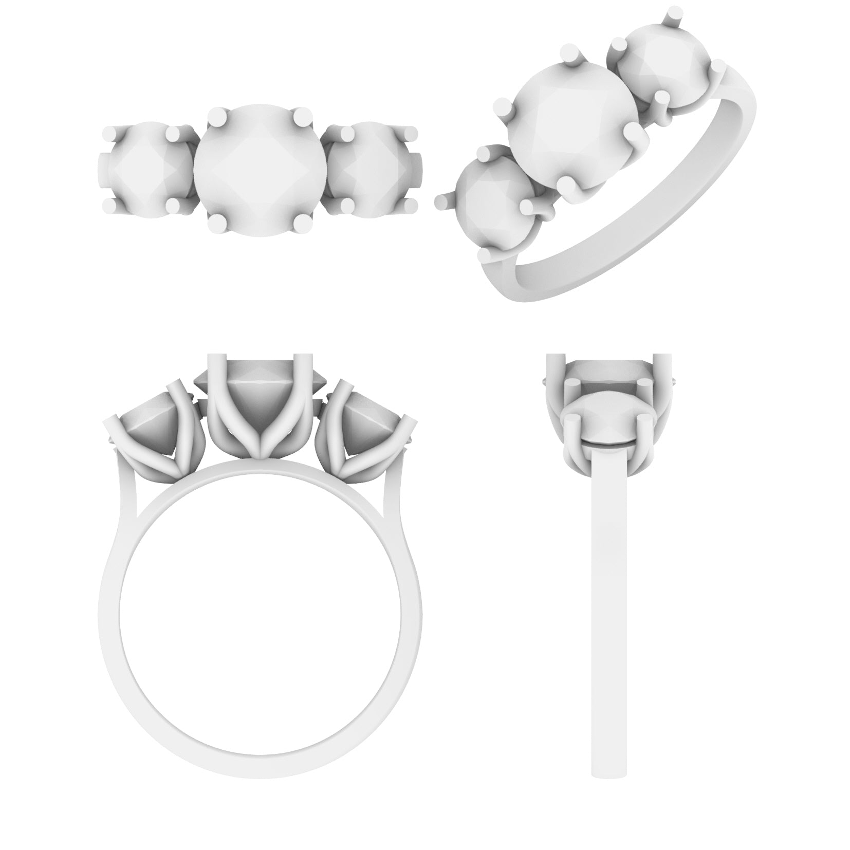 Lab Grown Diamond & Gemstone Trilogy Ring