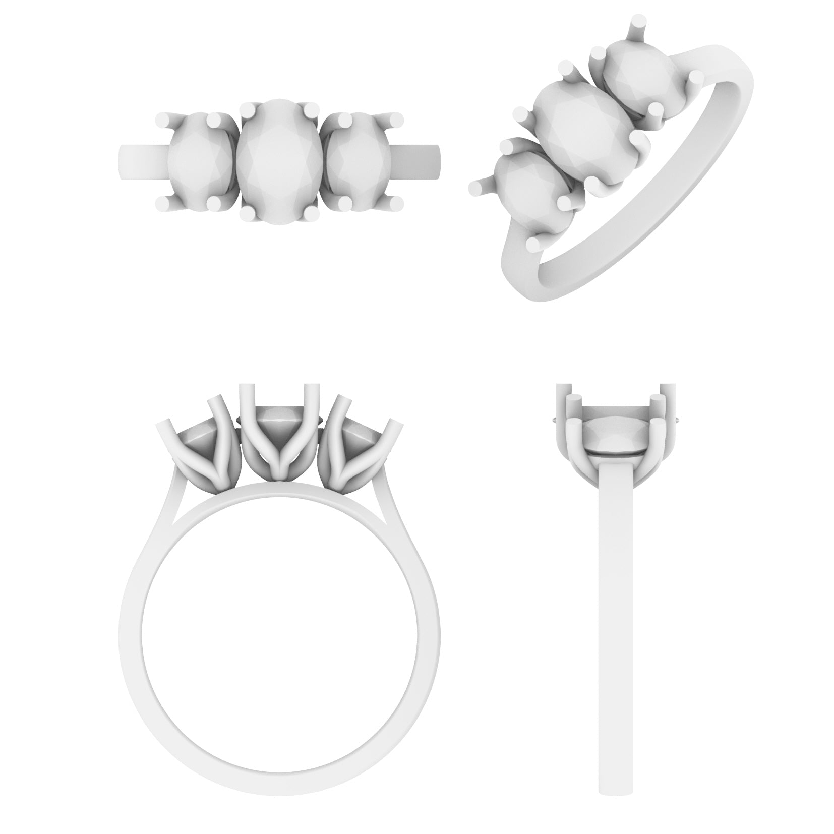 Lab Grown Diamond Oval Trilogy Ring