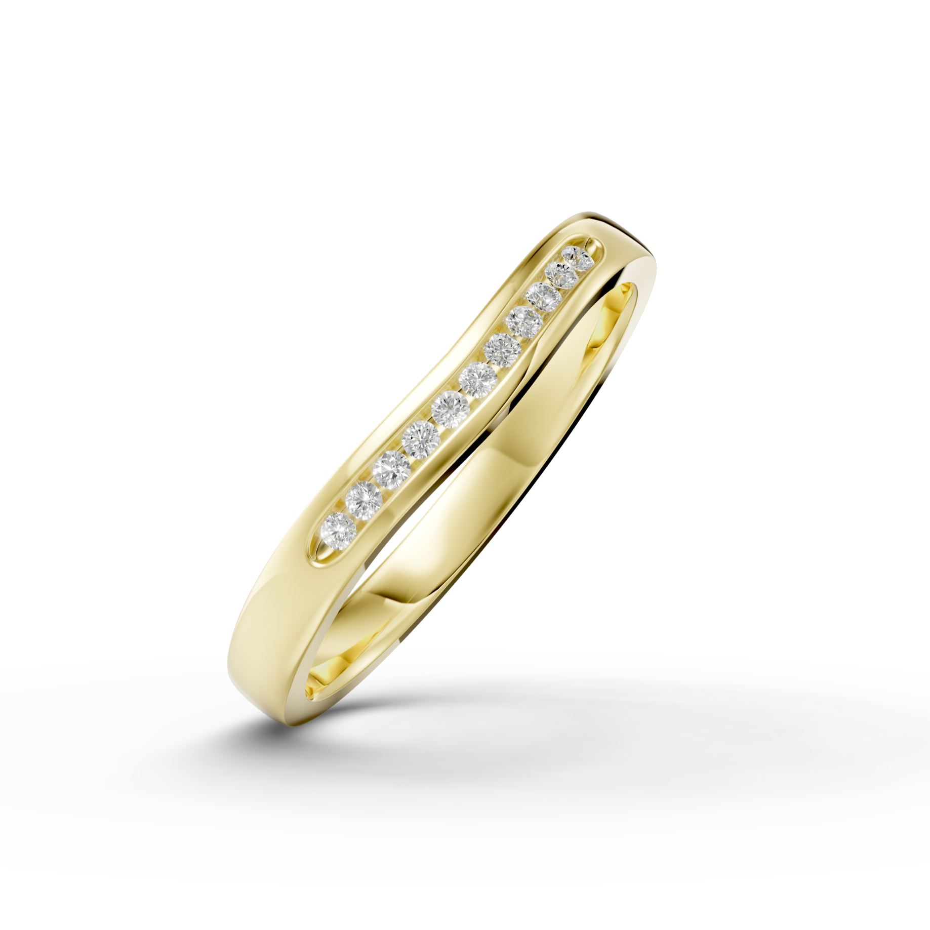 Diamond Set Shaped Wedding Band